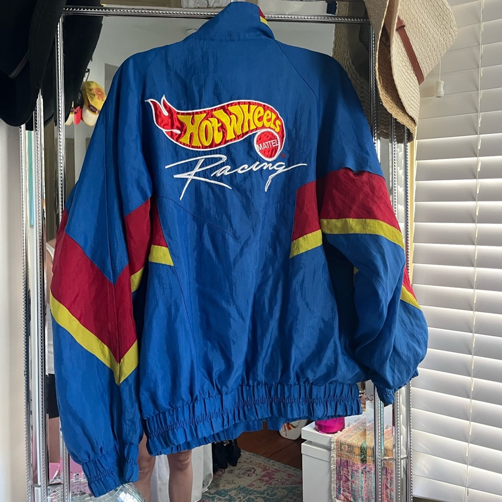 Nascar Hot Wheels Racing Windbreaker Jacket in Blue, Red & Yellow